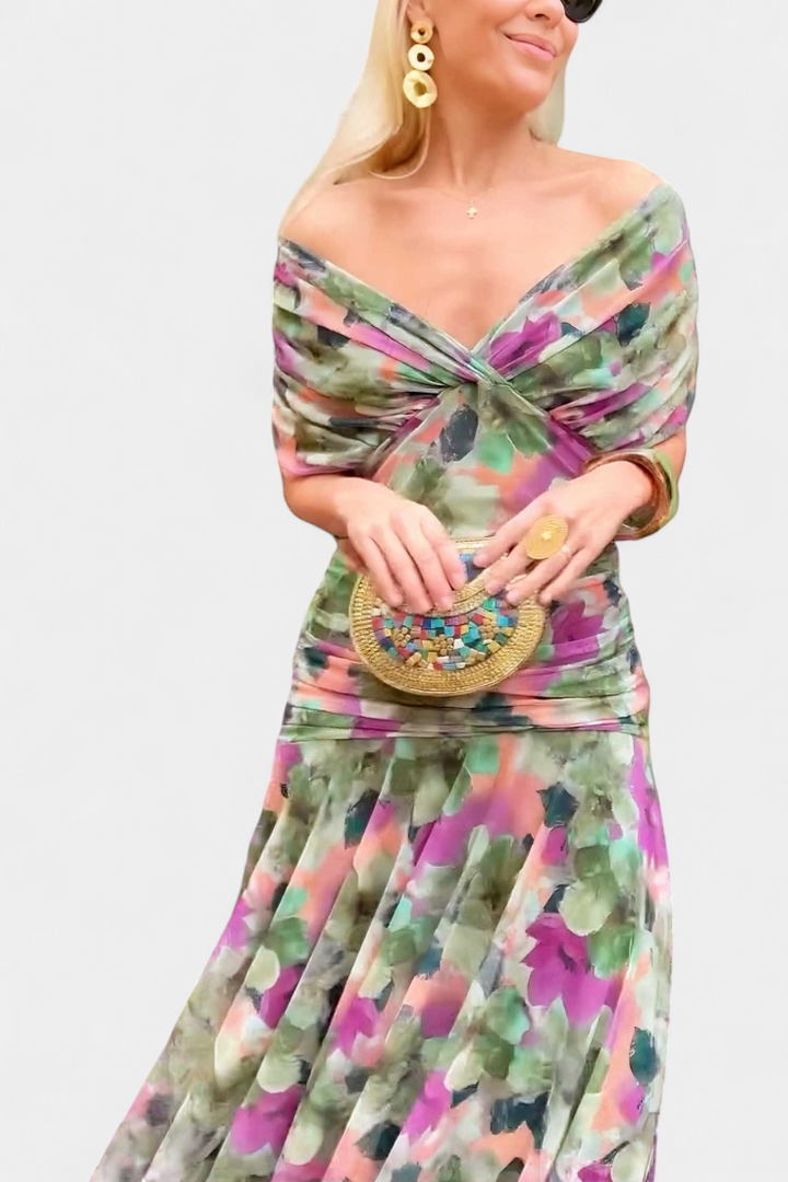 Natalia | Women's Maxi Evening Dress with Off-the-Shoulders