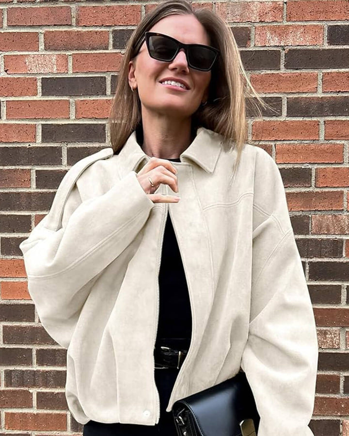 Women's Faux Suede Bomber Jacket