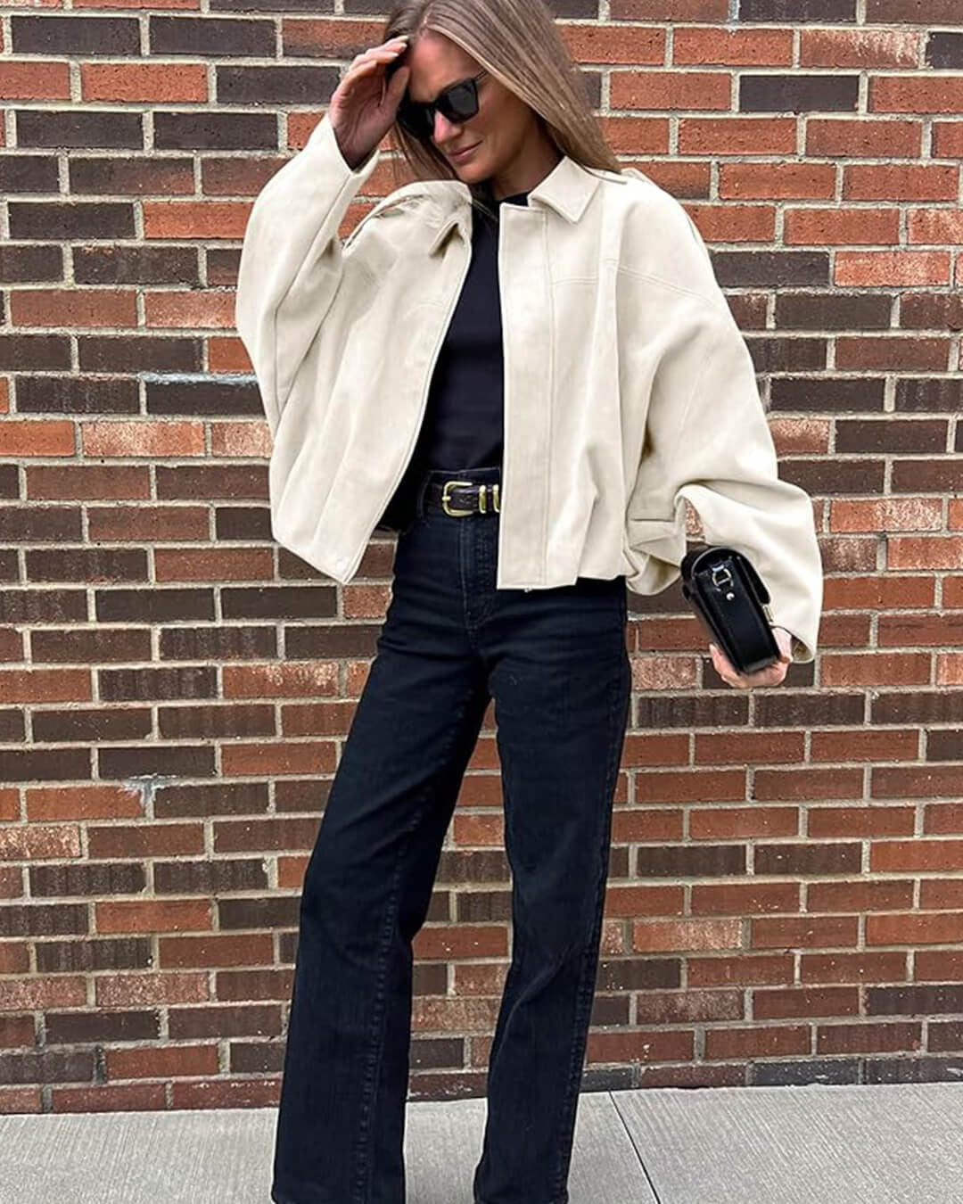 Women's Faux Suede Bomber Jacket