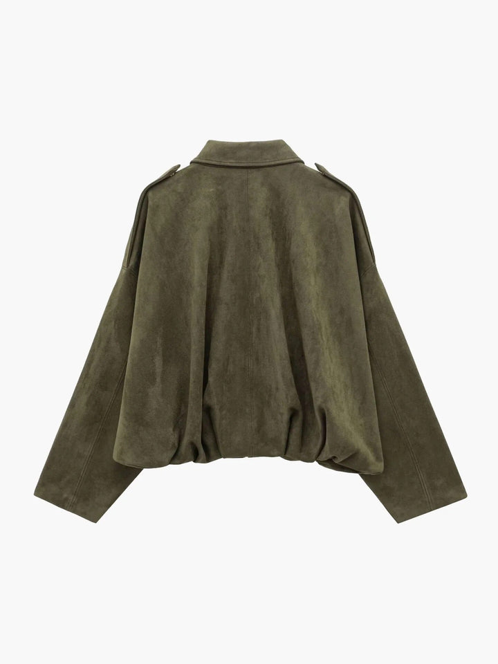 Women's Faux Suede Bomber Jacket
