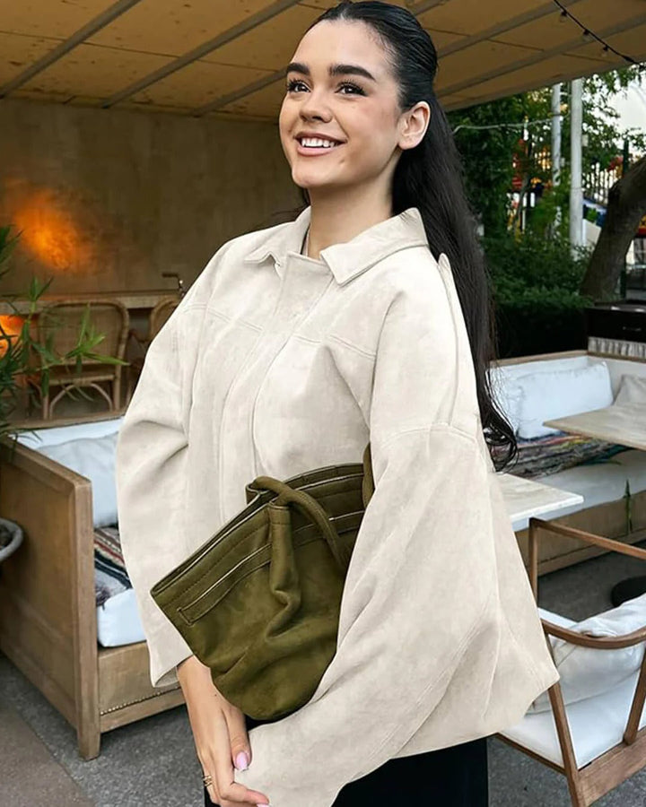Women's Faux Suede Bomber Jacket
