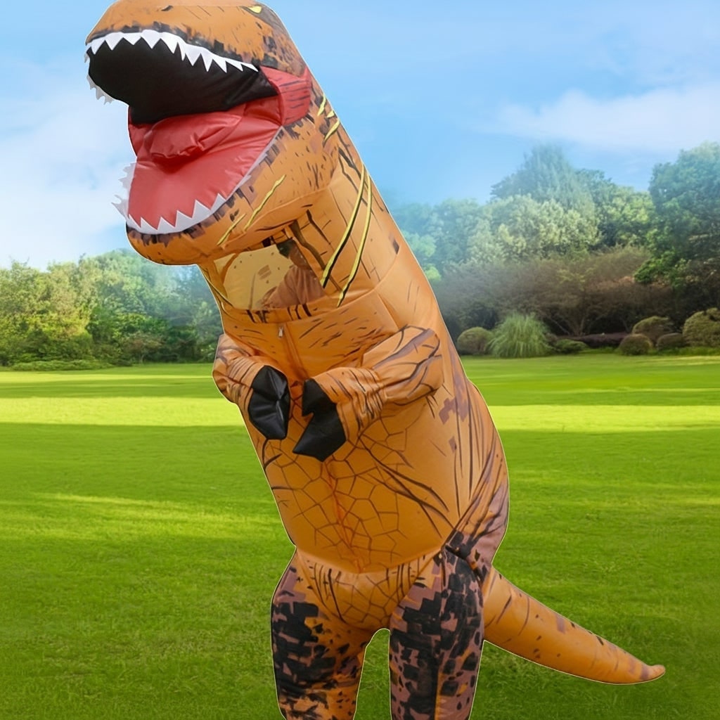 Inflatable Dinosaur Costume for Kids' with Built-In Fan and Clear Viewing Window - Image 1