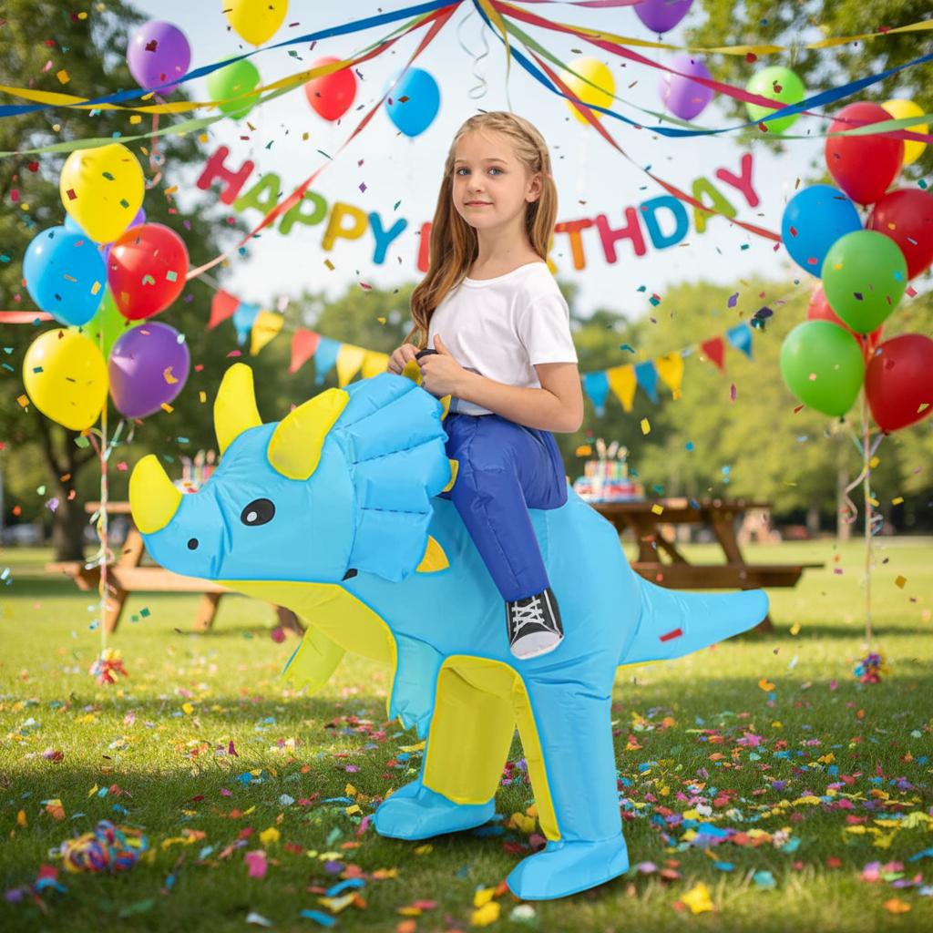 Inflatable Dinosaur Costume with Built-In Fan and Ride-On Design for Kids - Image 7