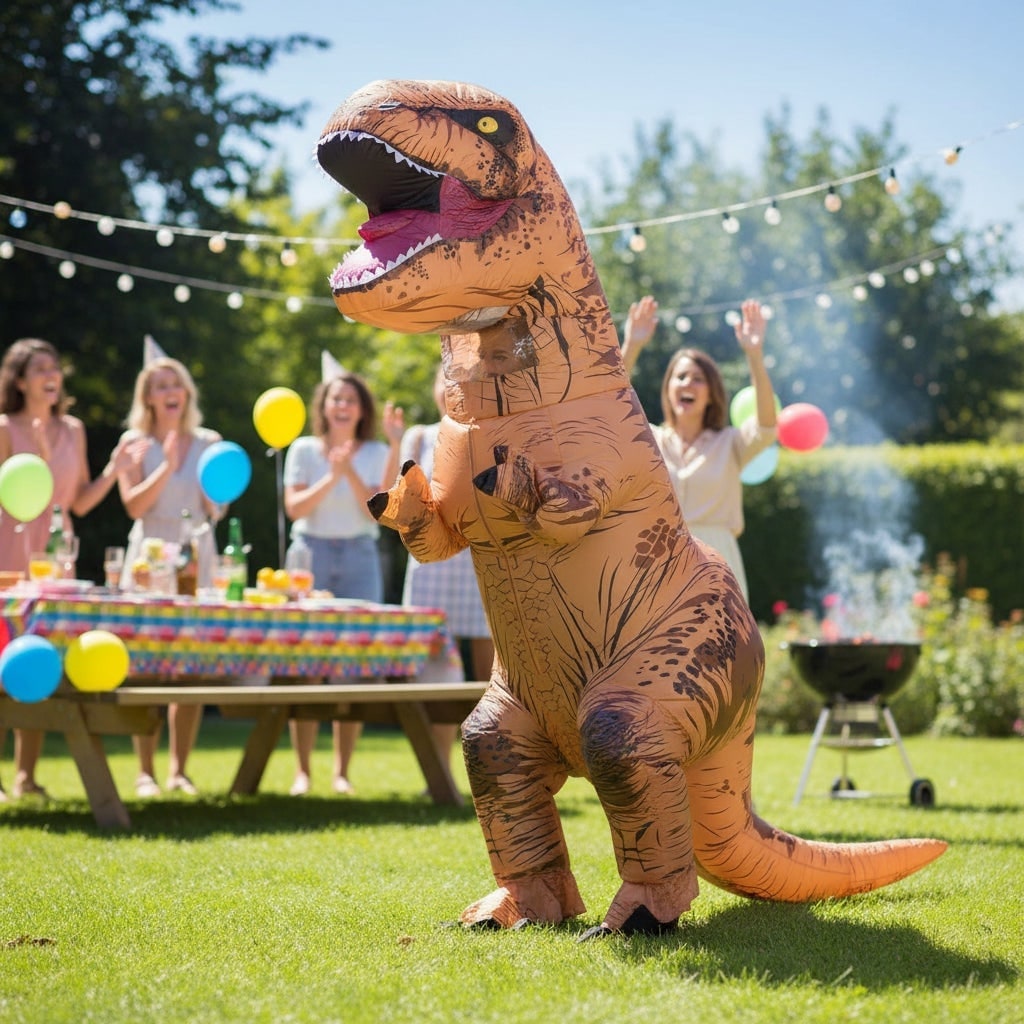 Inflatable Dinosaur Costume with Built-In Fan and Tail T-Rex Blow Up Outfit - Image 1