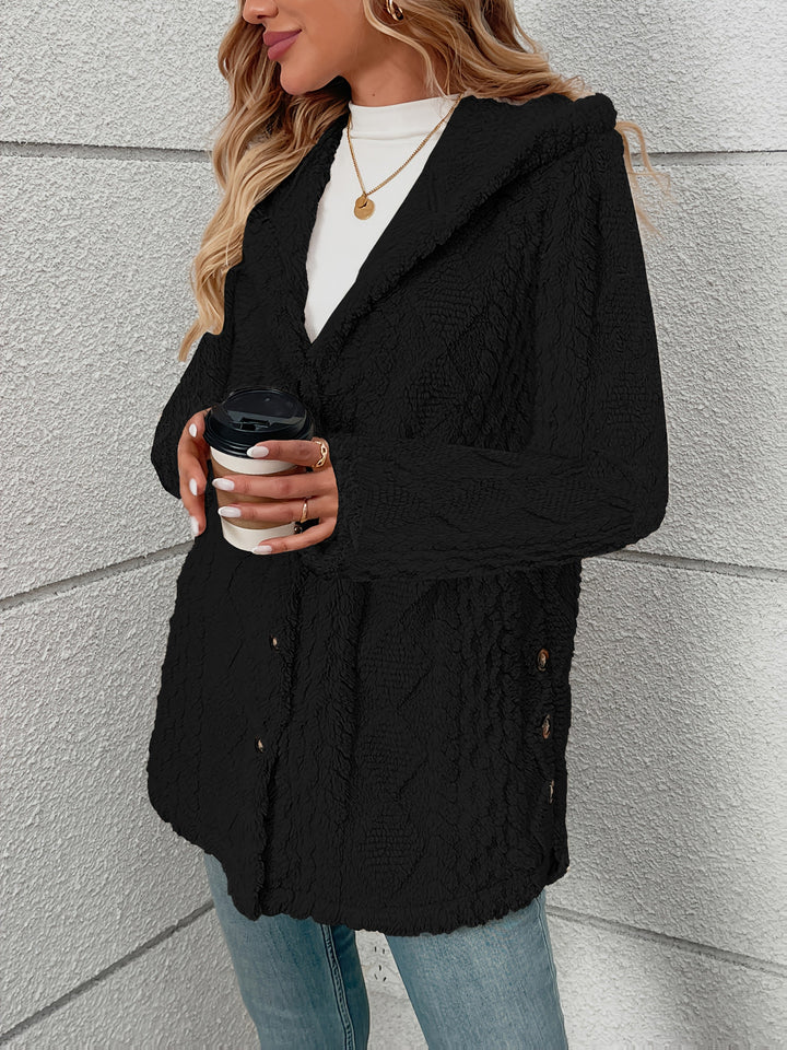 Women's Fluffy Teddy Coat with Button Front