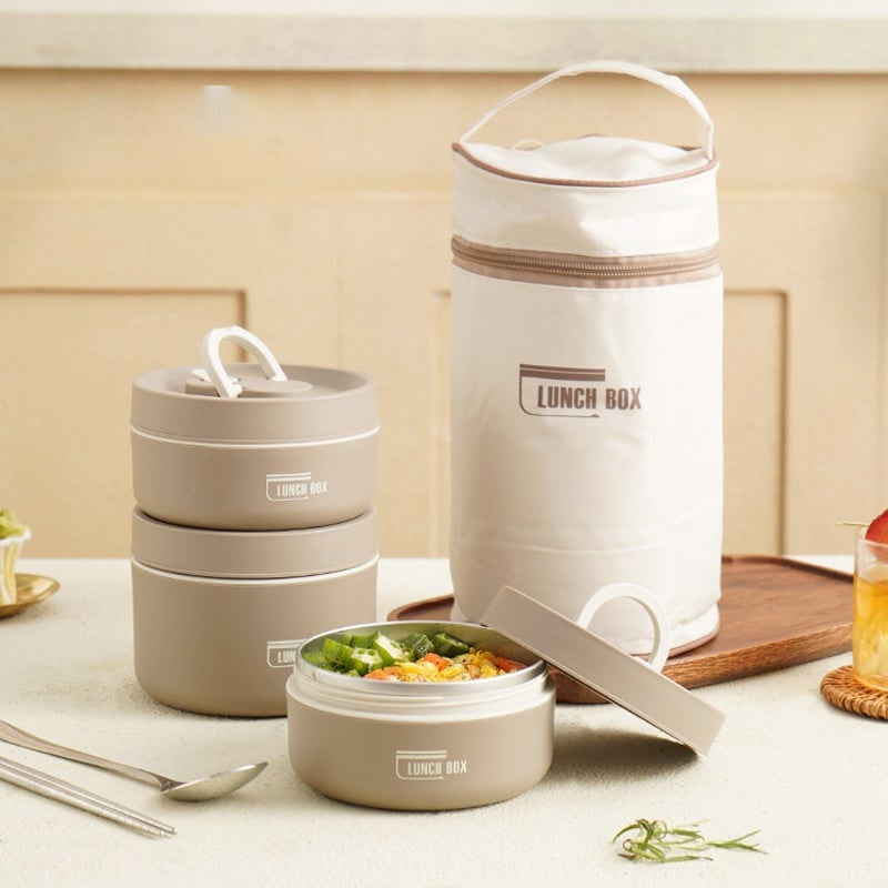Insulated Lunch Box with Stainless Steel Stackable Bento Containers and Thermal Carry Bag - Image 10