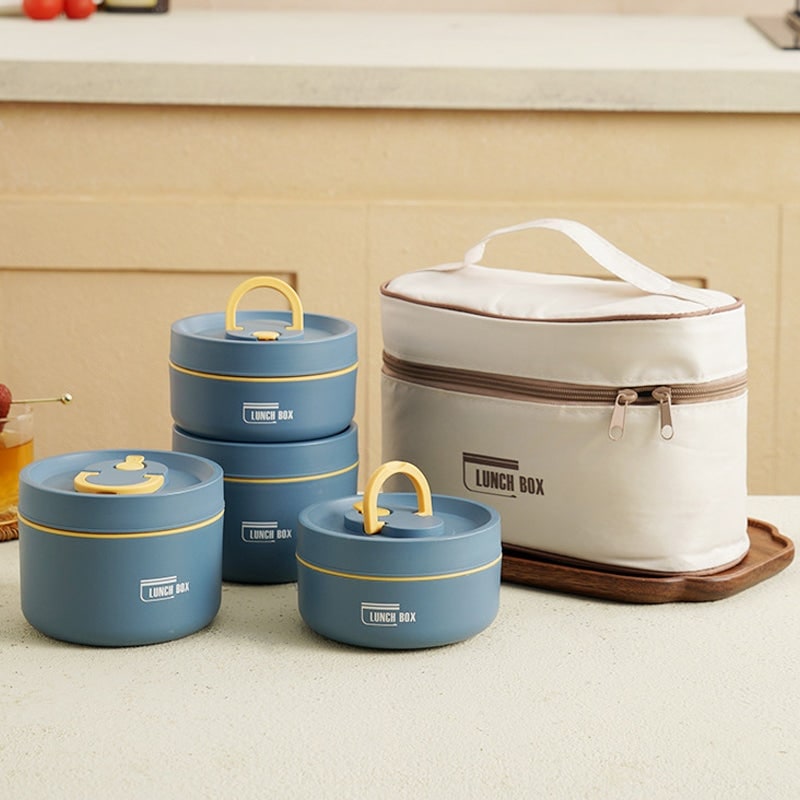 Insulated Lunch Box with Stainless Steel Stackable Bento Containers and Thermal Carry Bag - Image 2