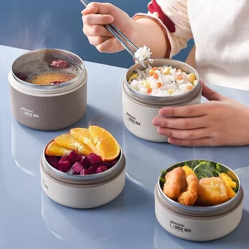 Insulated Lunch Box with Stainless Steel Stackable Bento Containers and Thermal Carry Bag - Image 5