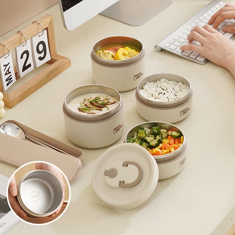 Insulated Lunch Box with Stainless Steel Stackable Bento Containers and Thermal Carry Bag - Image 8