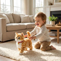 Interactive Electronic Toy Cat with Walking and Meowing Function Plush Orange Tabby Kitten - Image 1