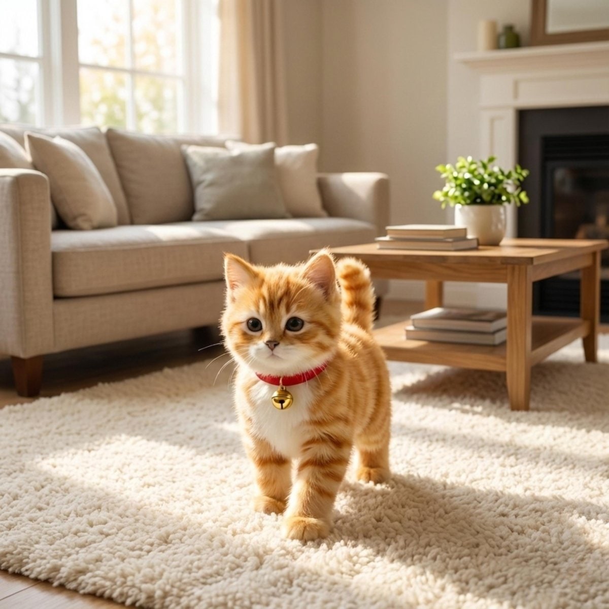 Interactive Electronic Toy Cat with Walking and Meowing Function Plush Orange Tabby Kitten - Image 2