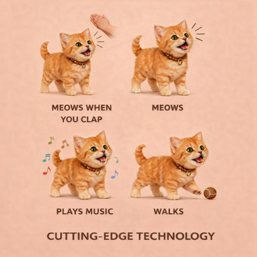 Interactive Electronic Toy Cat with Walking and Meowing Function Plush Orange Tabby Kitten - Image 6