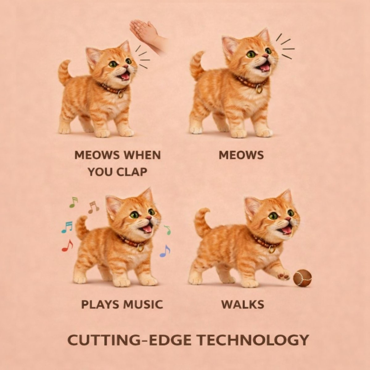 Interactive Electronic Toy Cat with Walking and Meowing Function Plush Orange Tabby Kitten - Image 6