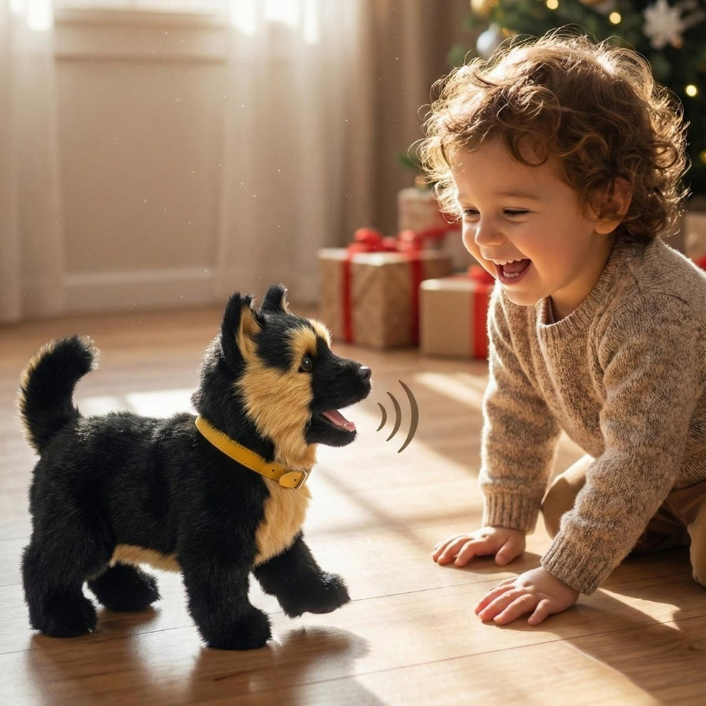 Interactive Electronic Toy Dog with Walking Barking and Wagging German Shepherd Plush Puppy - Image 1
