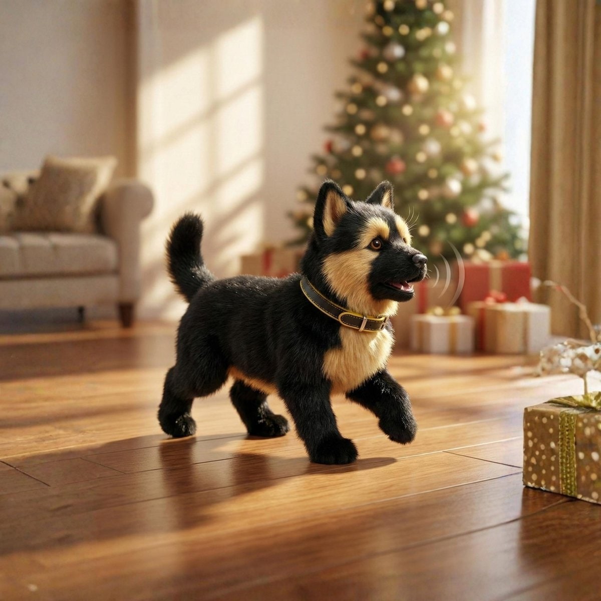 Interactive Electronic Toy Dog with Walking Barking and Wagging German Shepherd Plush Puppy - Image 2