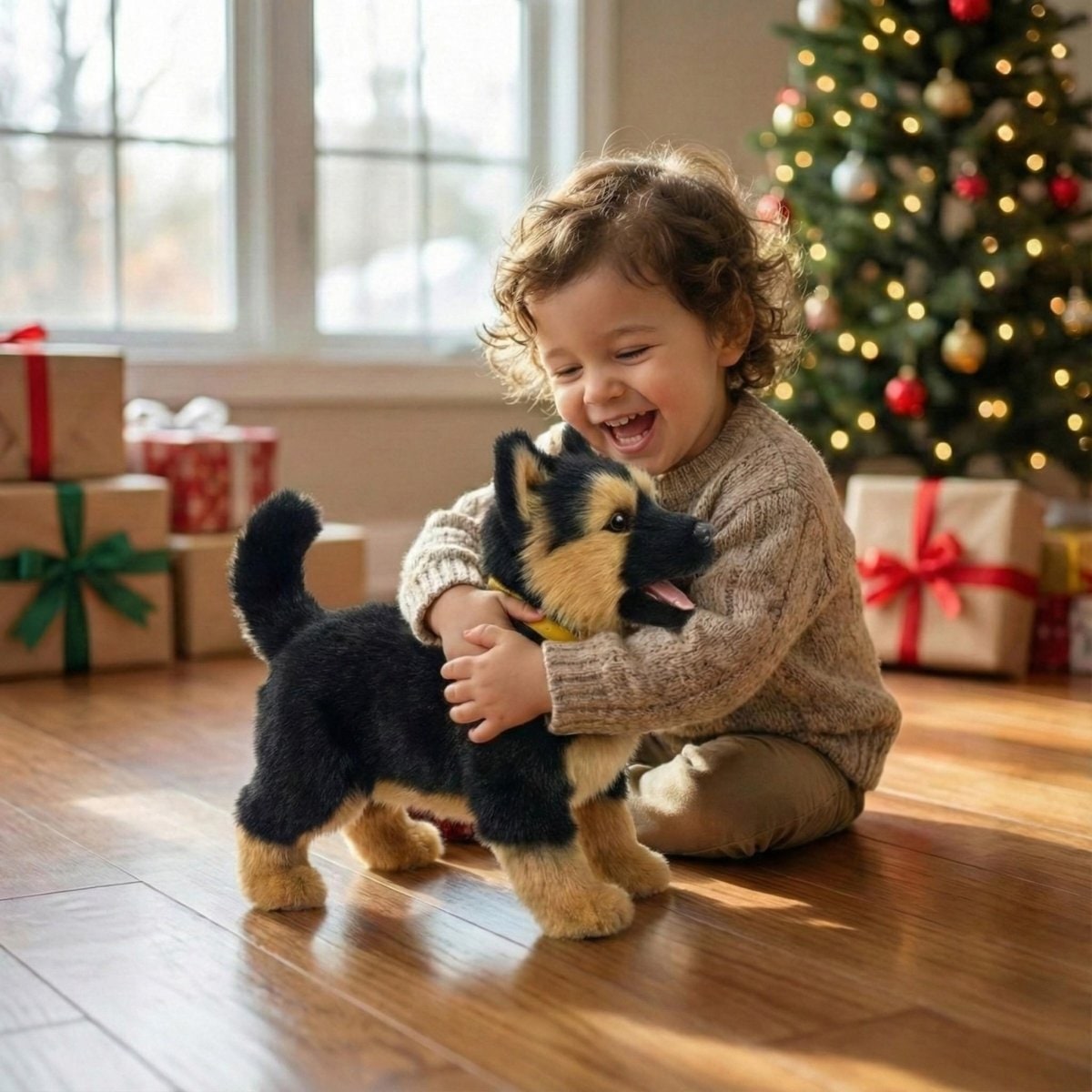 Interactive Electronic Toy Dog with Walking Barking and Wagging German Shepherd Plush Puppy - Image 8