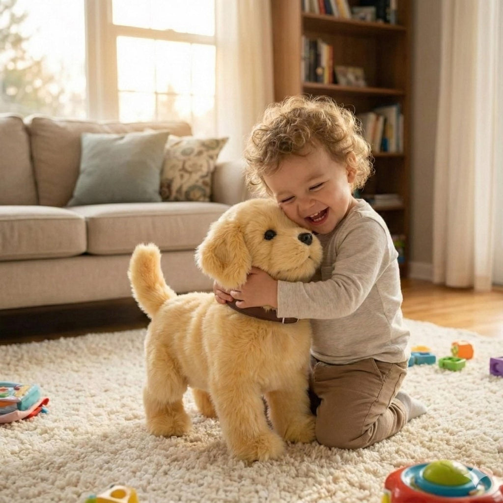 Interactive Toy Dog with Soft Plush Fur and Faux Leather Collar for Kids - Image 7