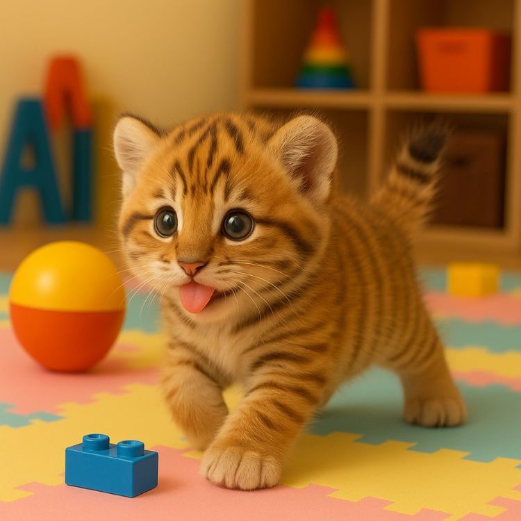 Interactive Walking Tiger Plush Toy with White Muzzle and Blue Eyes - Image 3
