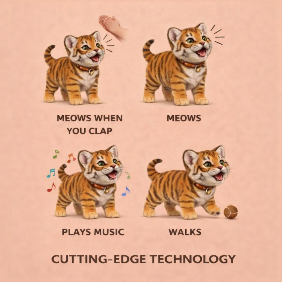 Interactive Walking Tiger Plush Toy with White Muzzle and Blue Eyes - Image 7