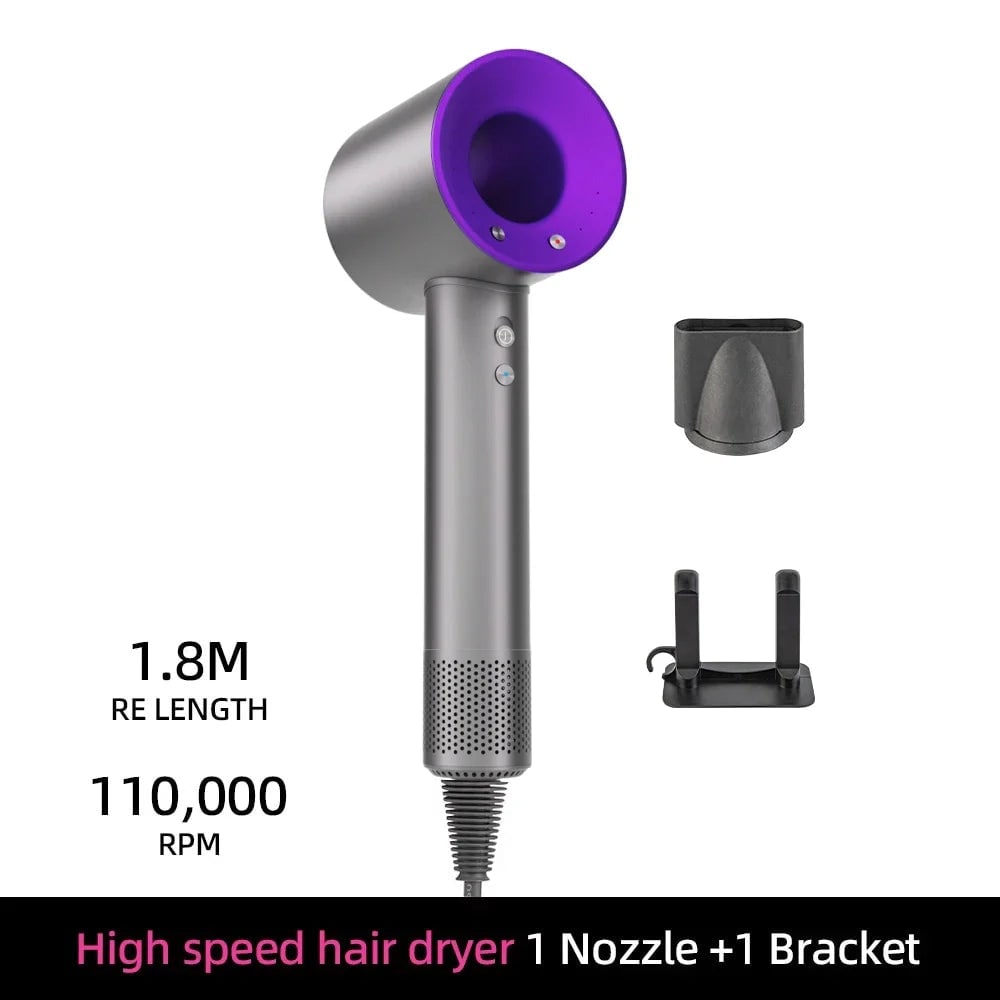 Ionic Hair Dryer with Magnetic Styling Nozzle and Wall Mount Bracket - Image 1