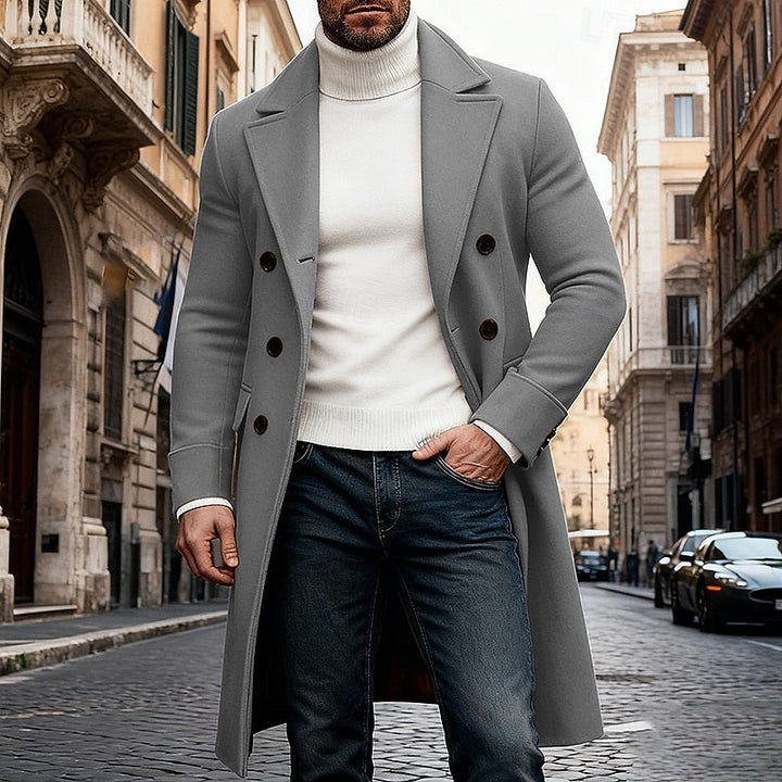 Men's Double Breasted Long Overcoat