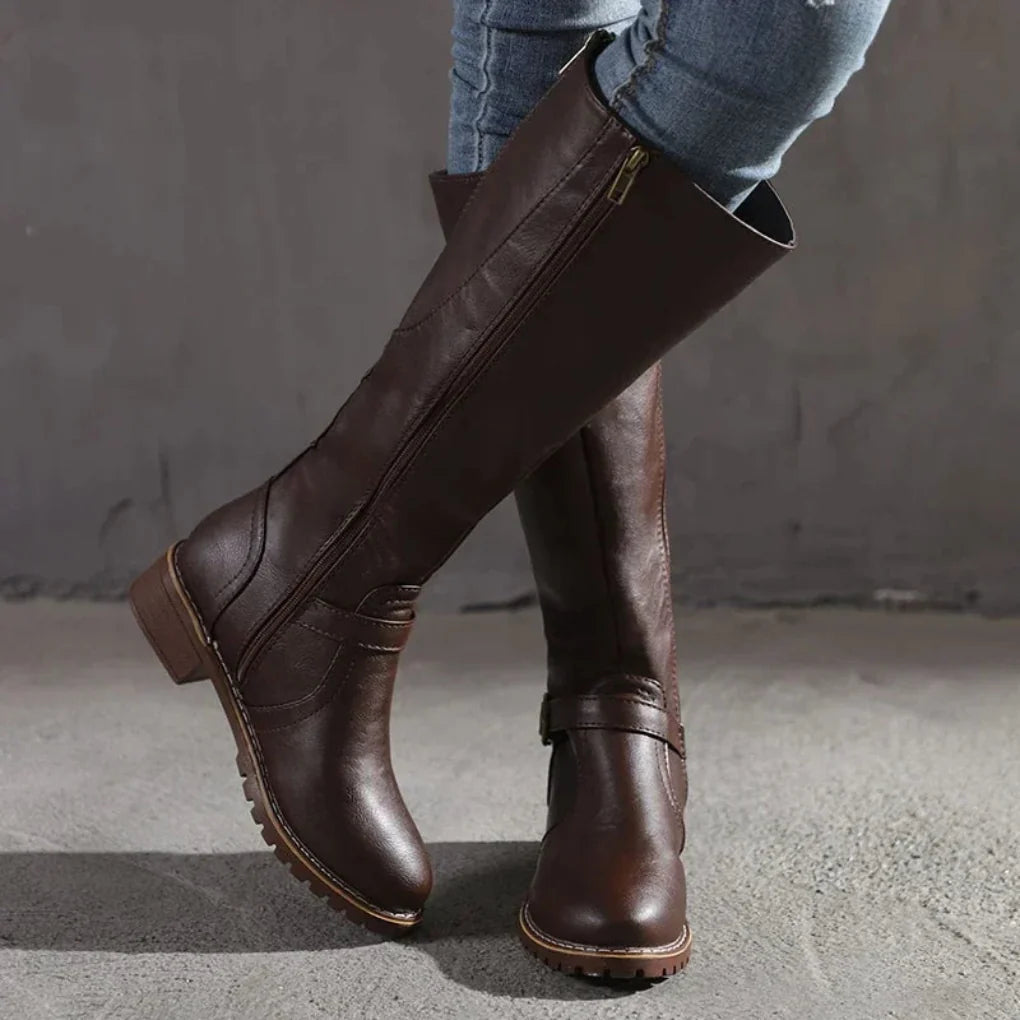 Women's Leather Mid Calf Boots