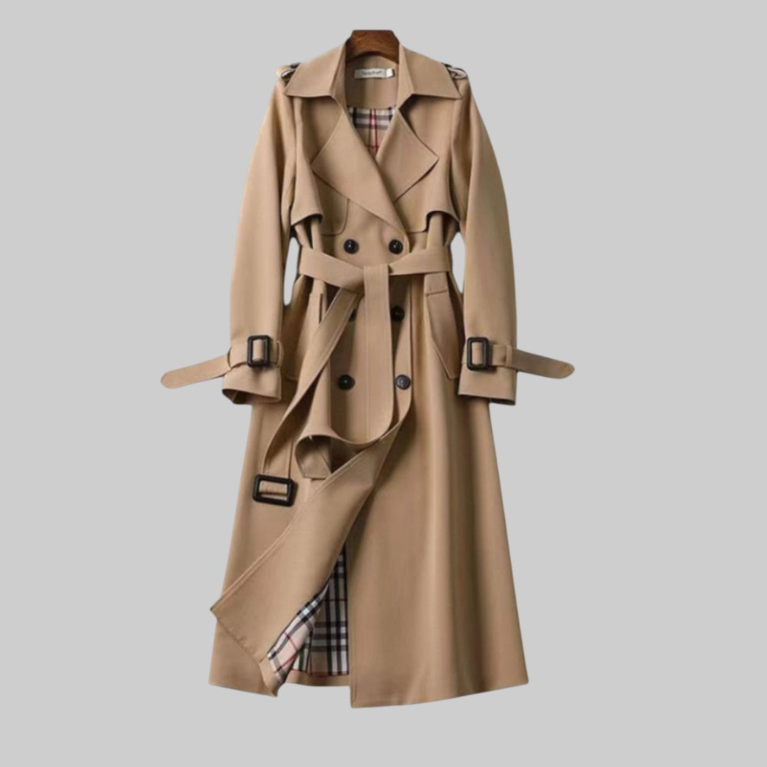 Women's Long Trench Coat with Belt