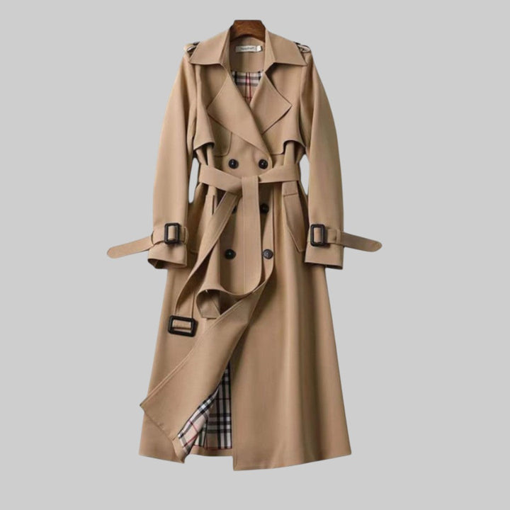 Women's Long Trench Coat with Belt