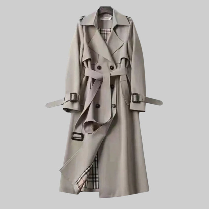 Women's Long Trench Coat with Belt