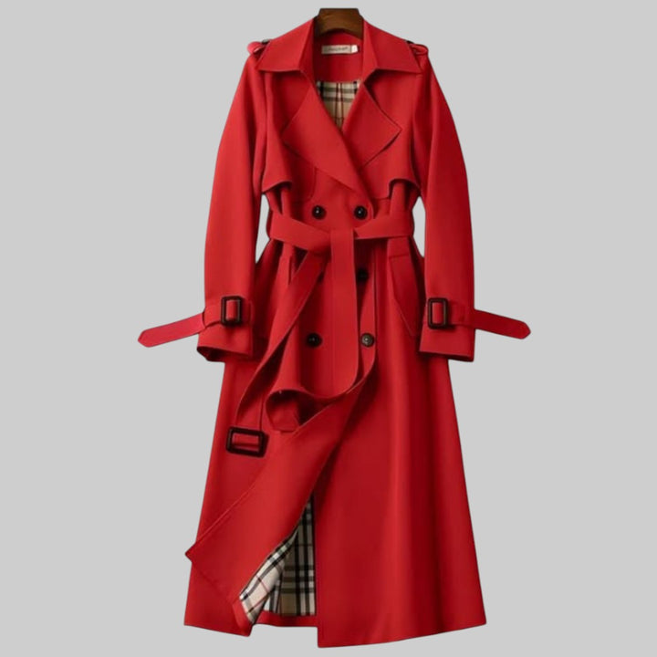 Women's Long Trench Coat with Belt