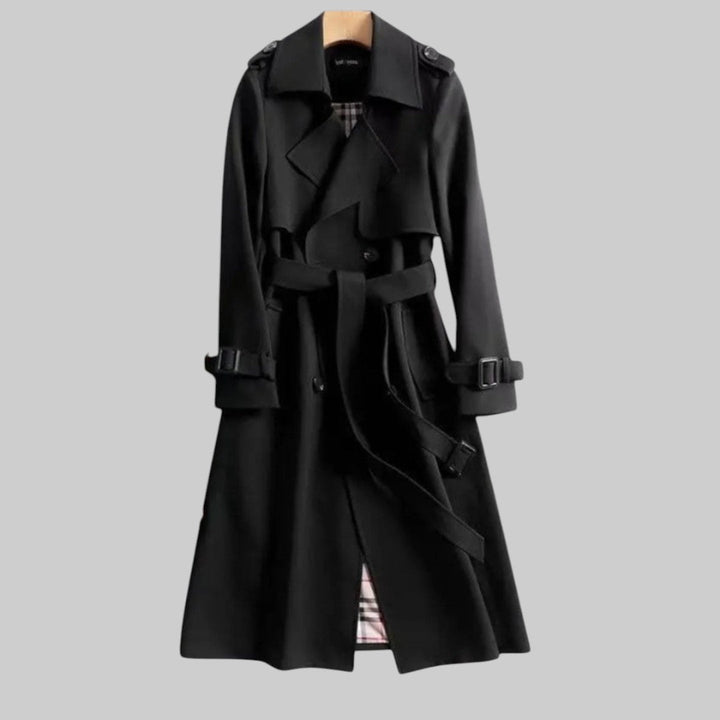 Women's Long Trench Coat with Belt