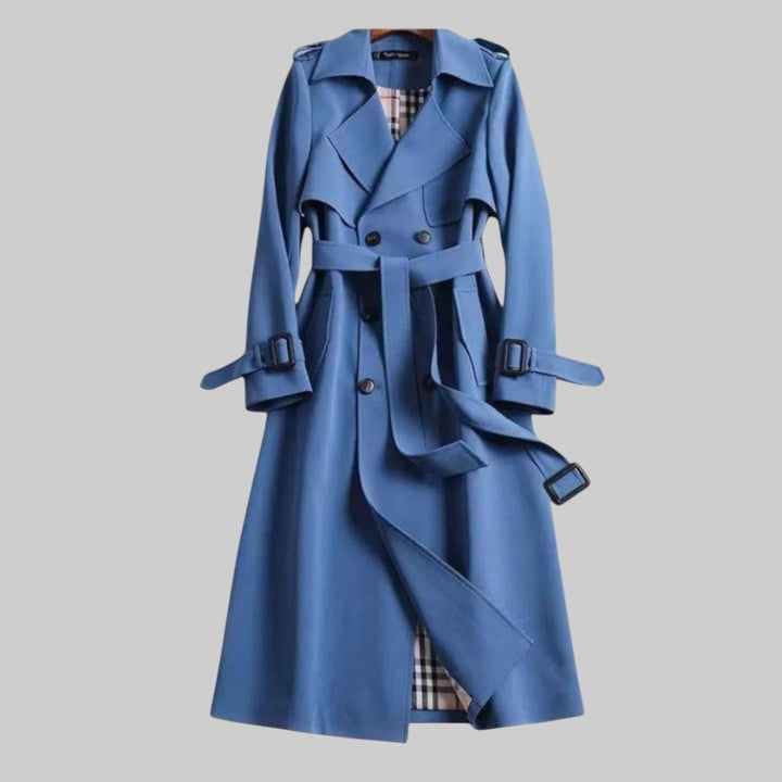 Women's Long Trench Coat with Belt