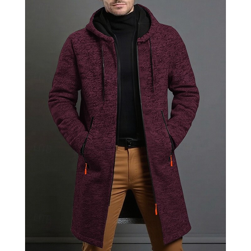 Cappotto lungo con cappuccio da uomo