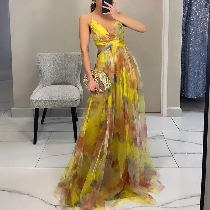 Women's Wedding Guest Floral Maxi Dress
