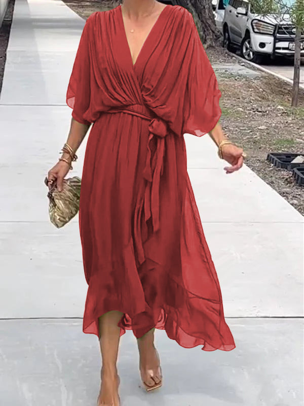 Thyra | Elegant Women's Dress with a V-Neck