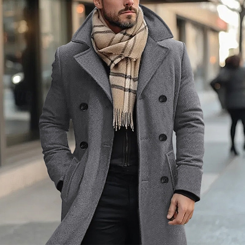 Cappotto lungo doppiopetto da uomo