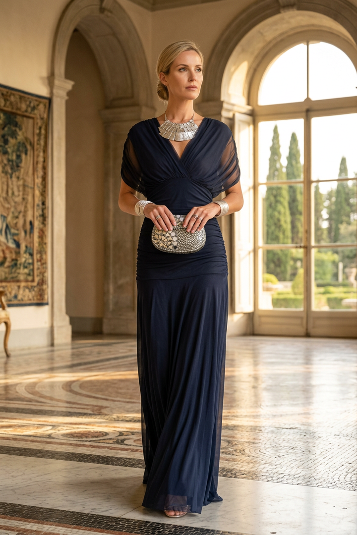 Women's V-Neck Evening Maxi Dress