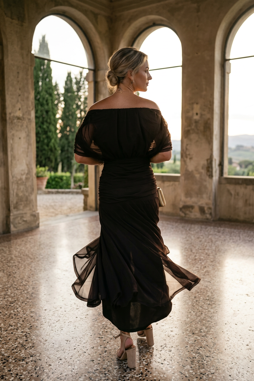 Women's V-Neck Evening Maxi Dress