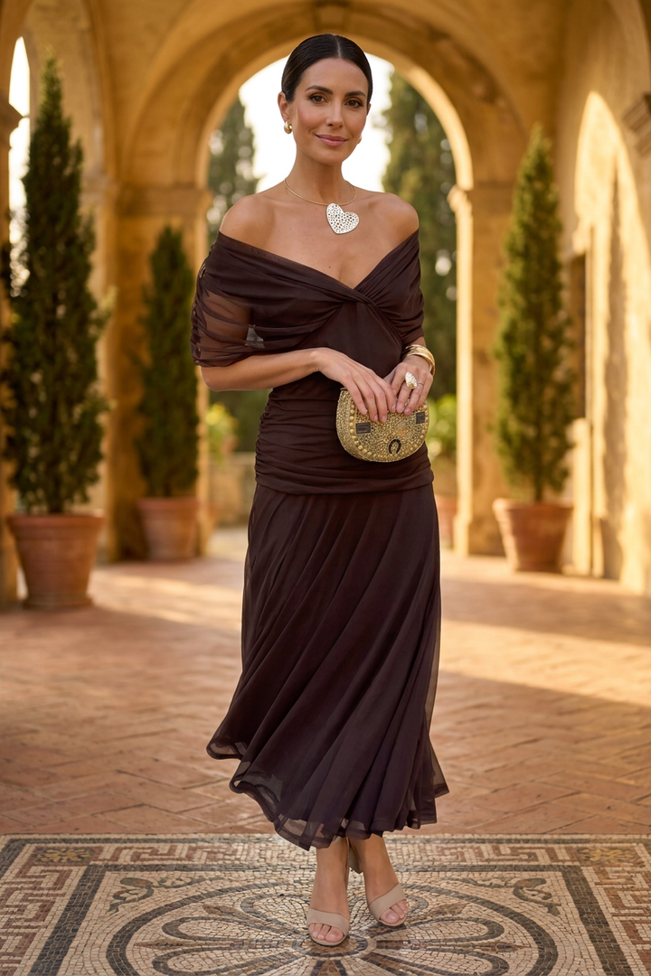 Women's V-Neck Evening Maxi Dress