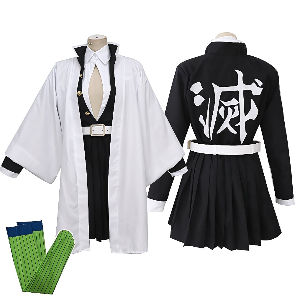 Kids' Anime Cosplay Costume Set with Kimono Haori Jacket Checkered Pattern and Leg Wraps - Image 13