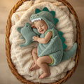 Kids' Dinosaur Costume Hooded Romper with Sherpa Fleece Stuffed Tail and Spikes - Image 1