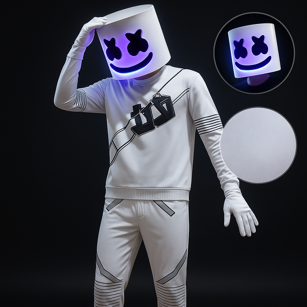 Kids' Dj Costume with LED Light-Up Mask and Glowing Chest Graphic - Image 1