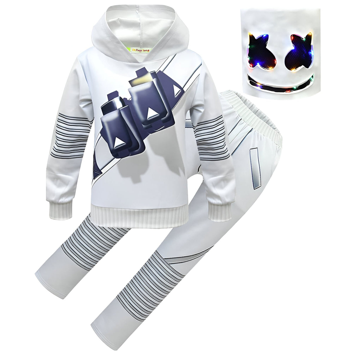 Kids' Dj Costume with LED Light-Up Mask and Glowing Chest Graphic - Image 10