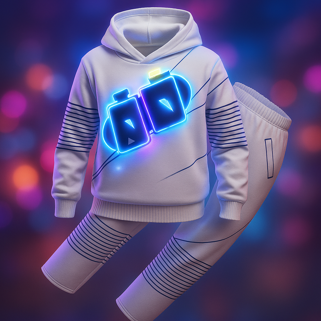 Kids' Dj Costume with LED Light-Up Mask and Glowing Chest Graphic - Image 2