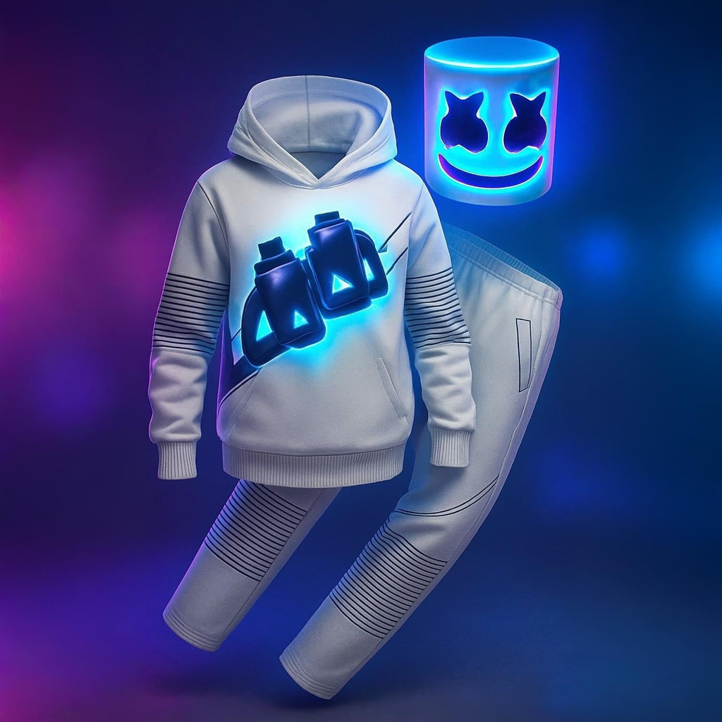 Kids' Dj Costume with LED Light-Up Mask and Glowing Chest Graphic - Image 3