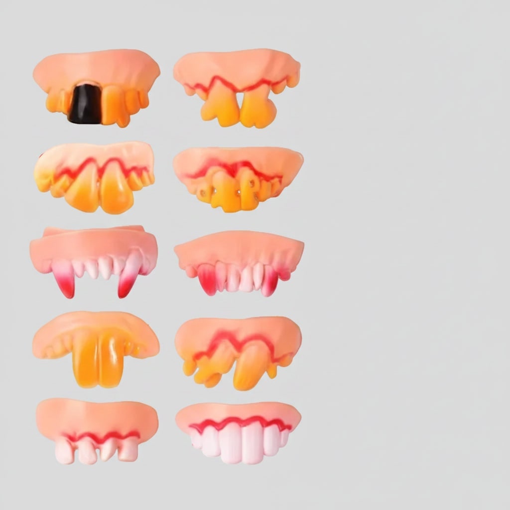 Kids' Fake Teeth Partials Slip-On Vampire Fangs with Crooked Yellowed for Halloween Costume - Image 3