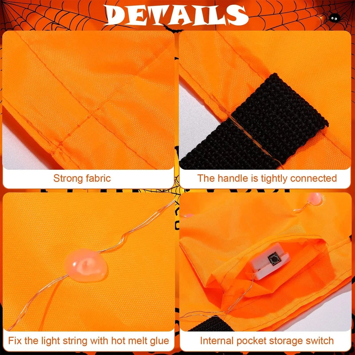 Kids' LED Halloween Candy Bucket with Jack-O'-Lantern Pumpkin Pail for Trick or Treat - Image 5