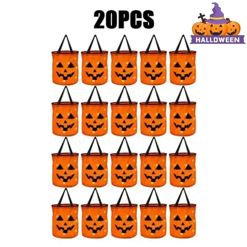 Kids' LED Halloween Candy Bucket with Jack-O'-Lantern Pumpkin Pail for Trick or Treat - Image 8