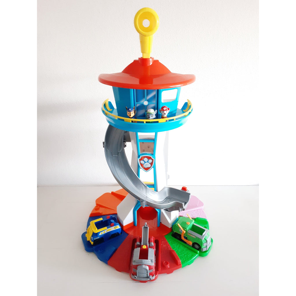 Kids' Lookout Tower Playset with Spiral Slide Rotating Periscope and Rescue Vehicles - Image 2