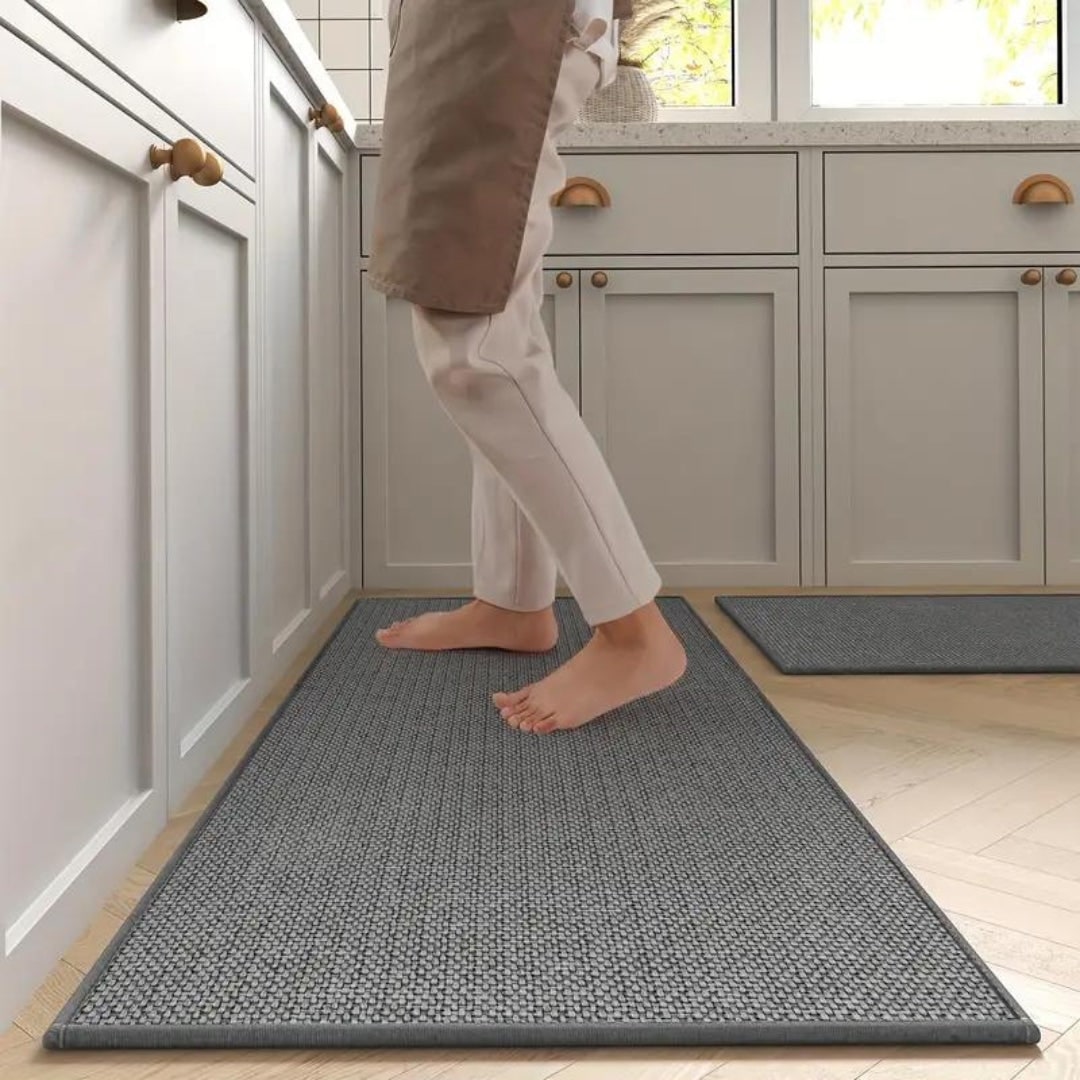 Kitchen Floor Mat with Cushioned Support Woven Anti Fatigue Washable Design - Image 2